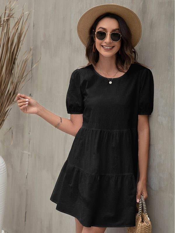 Summer new loose A-line skirt puff sleeve European and American dress