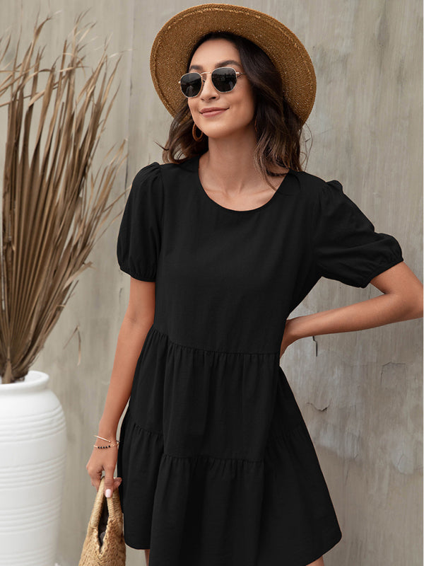 Summer new loose A-line skirt puff sleeve European and American dress