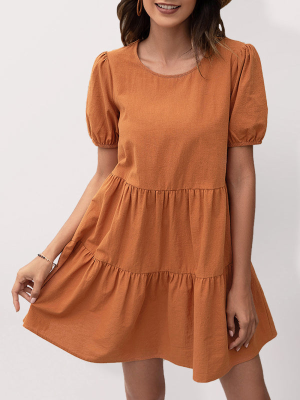 Summer new loose A-line skirt puff sleeve European and American dress