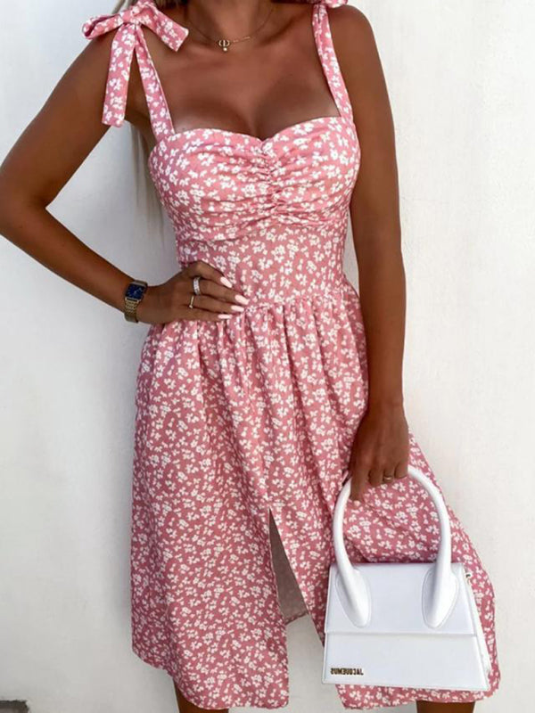 Elegant Floral Print Sleeveless Midi Dress