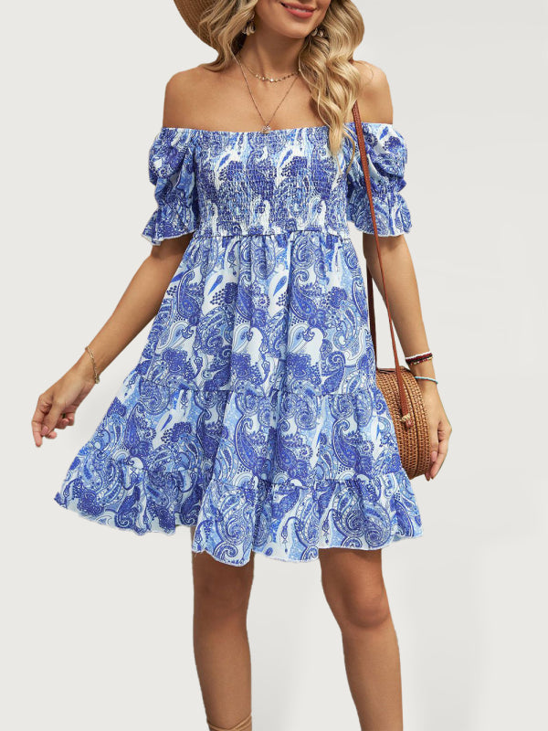 Robe à manches courtes en mousseline de soie à imprimé floral pour femmes 