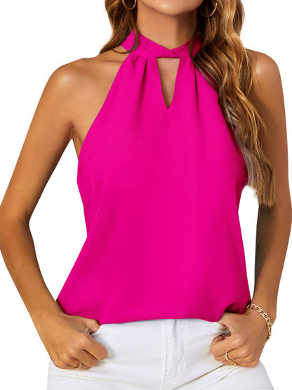 Damen Neckholder-Top mit Bindeband aus Chiffon, ärmellos 