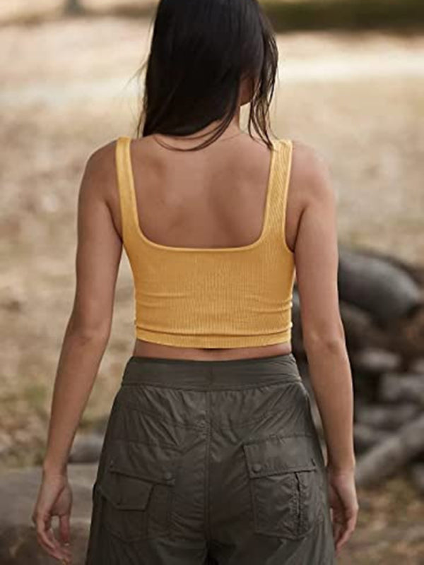 Einfarbige, legere, kurze Damenweste aus Garn