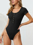 Black buttoned V-neck jumpsuit with high-cut design