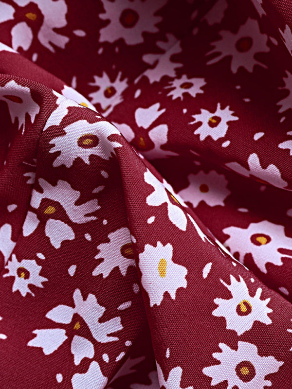 Robe florale une pièce à volants et fleurs tissées pour femmes 