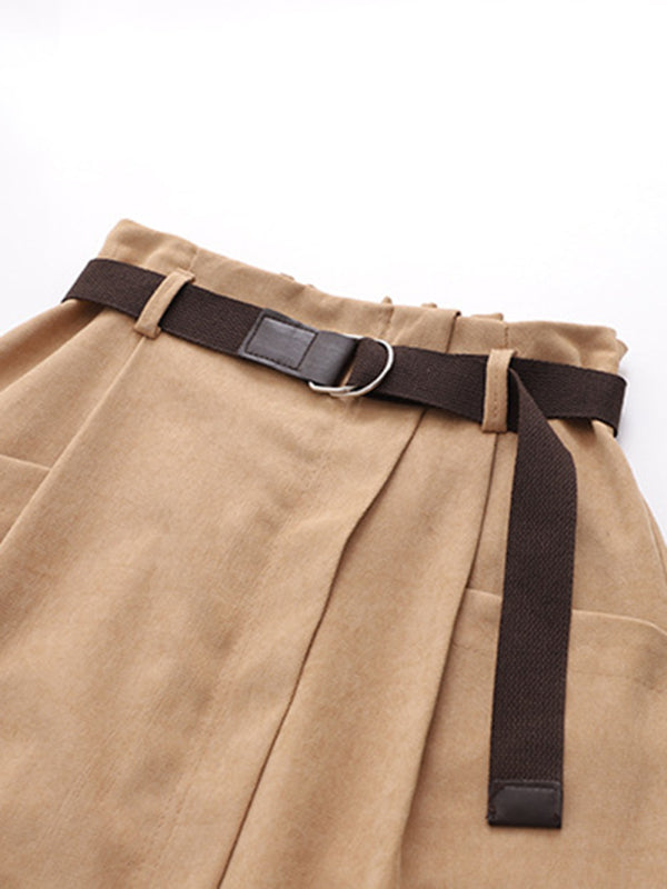 Schlankmachender, unregelmäßiger, mittellanger Damenrock mit hoher Taille und Taschen 