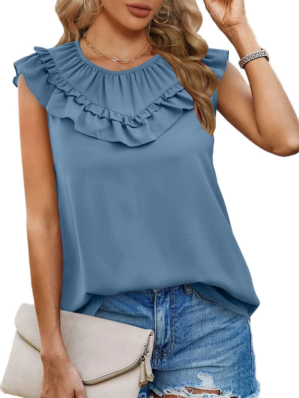 Damen-Plissee-Tanktop aus Chiffon 