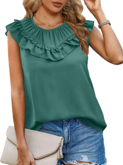 Damen-Plissee-Tanktop aus Chiffon 