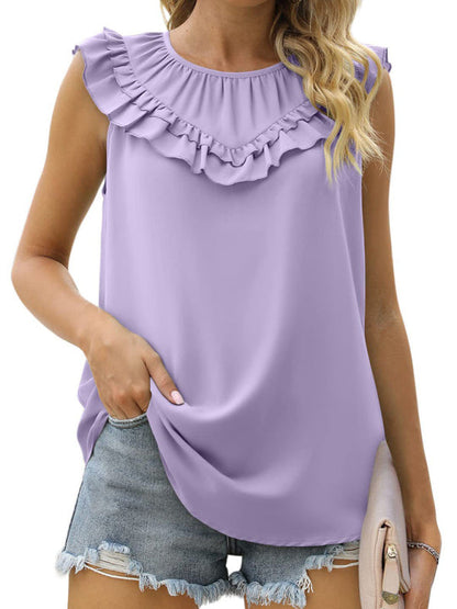 Damen-Plissee-Tanktop aus Chiffon 