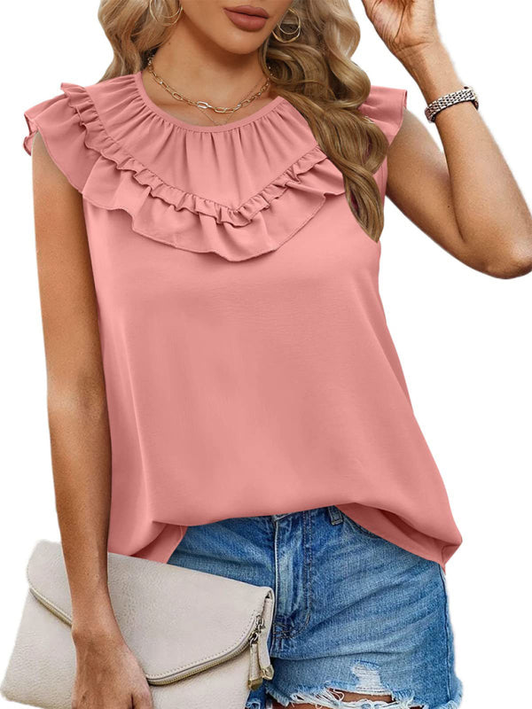 Damen-Plissee-Tanktop aus Chiffon 