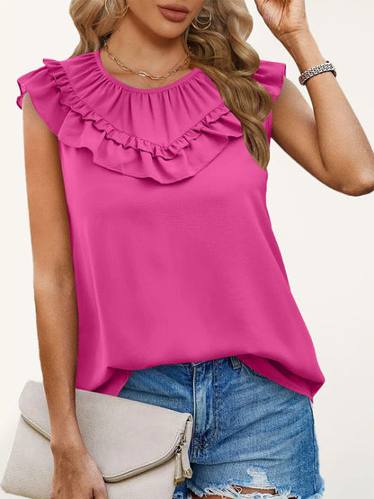 Damen-Plissee-Tanktop aus Chiffon 