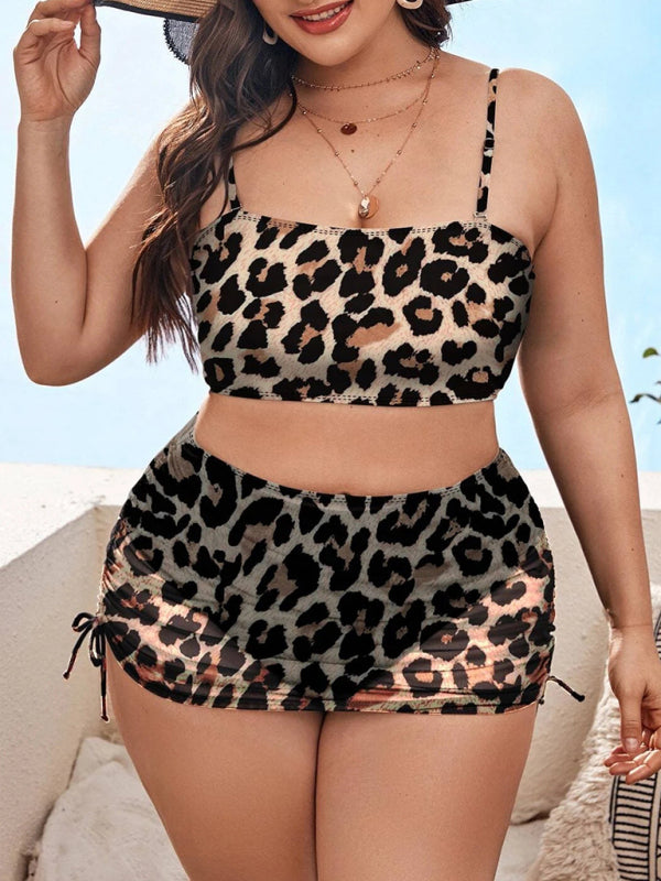 Ensemble de bikini à cordon de serrage en maille dos nu pour femmes de grande taille 