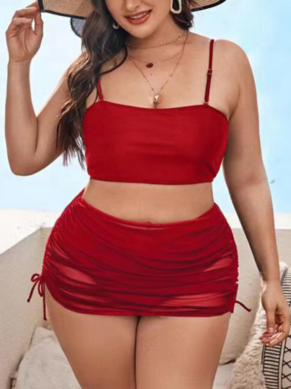 Ensemble de bikini à cordon de serrage en maille dos nu pour femmes de grande taille 