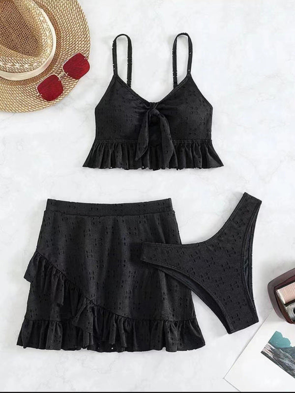 two piece swimsuit package hip skirt three piece swimsuit flash