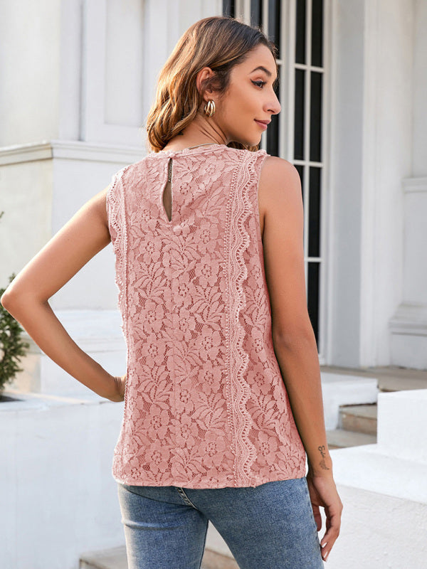 Lace Vest New Solid Color Hollow Lace Sexy Knitted Lace Top