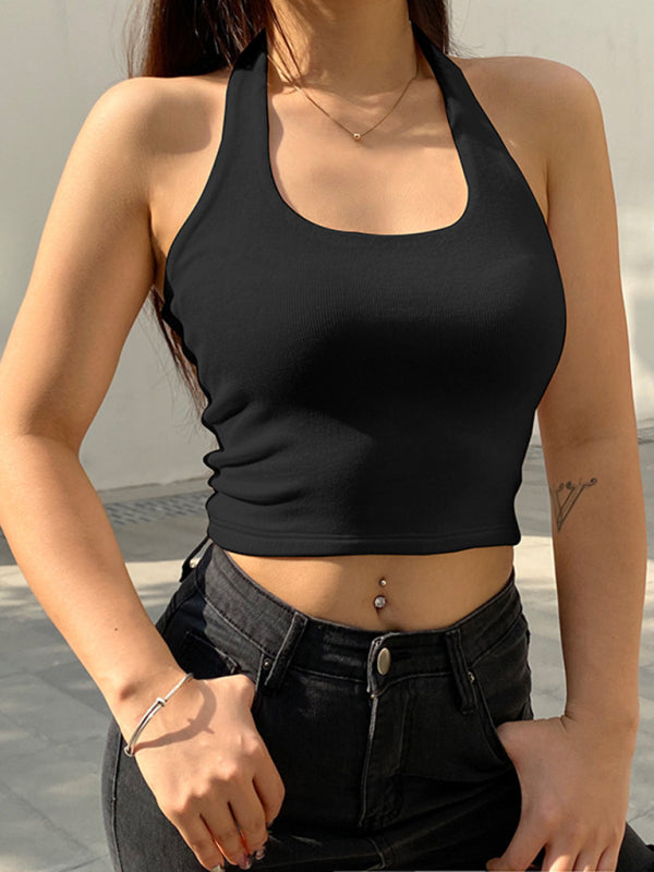 Einfarbiges, sexy Neckholder-Tanktop für Damen 