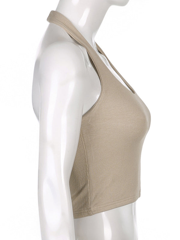 Einfarbiges, sexy Neckholder-Tanktop für Damen 