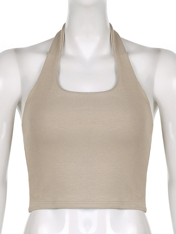 Einfarbiges, sexy Neckholder-Tanktop für Damen 