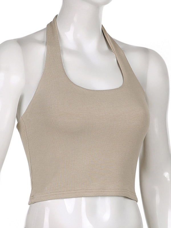 Einfarbiges, sexy Neckholder-Tanktop für Damen 