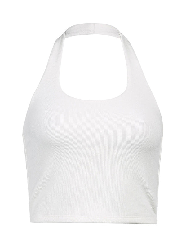 Einfarbiges, sexy Neckholder-Tanktop für Damen 