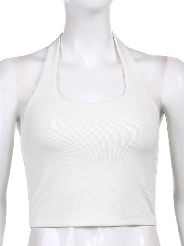 Einfarbiges, sexy Neckholder-Tanktop für Damen 