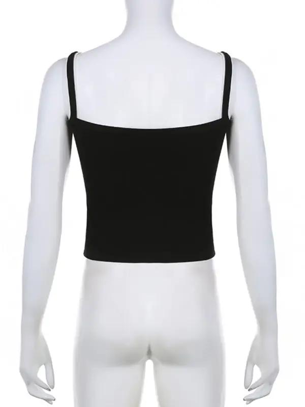 Haut Camisole Slim en deux pièces pour femmes, couleur contrastée, noir et blanc, fausses coutures 