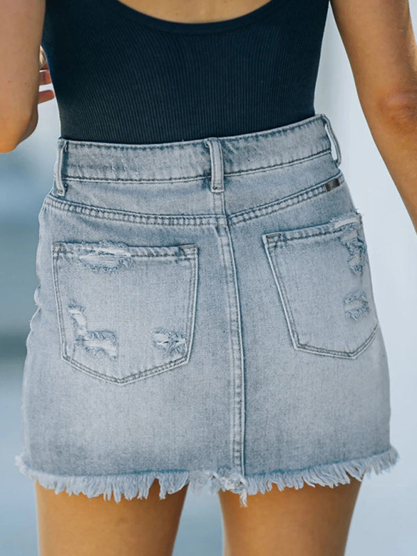 Neuer lässiger, zerrissener Jeansrock für Damen 