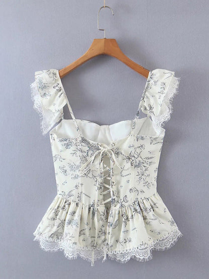 Neues, schlankes Camisole-Oberteil mit frischer Spitze im französischen Stil 