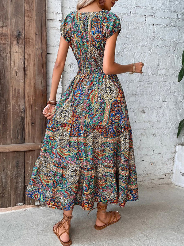 Summer new temperament fashion high waist bohemian dress