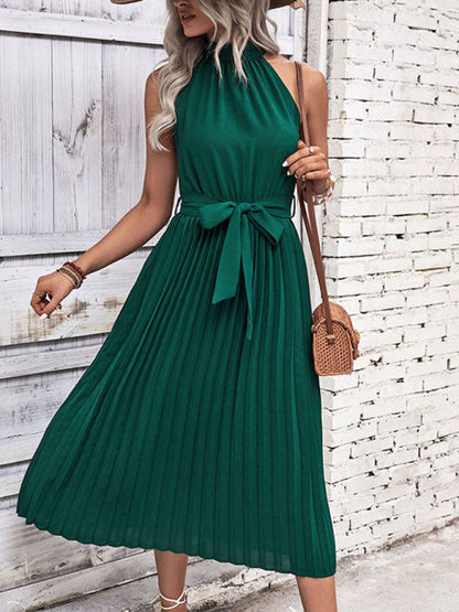 Sommer neues, modisches, einfarbiges Neckholder-Kleid im minimalistischen Stil 