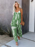 Green tie-dye wide-leg jumpsuit with suspenders