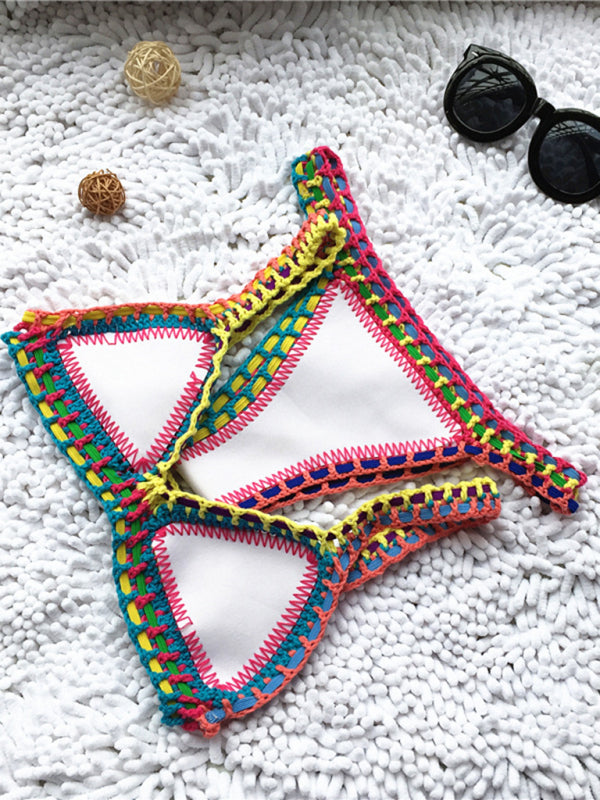 Nouveau Bikini noir or tissé à la main coloré maillot de bain une pièce