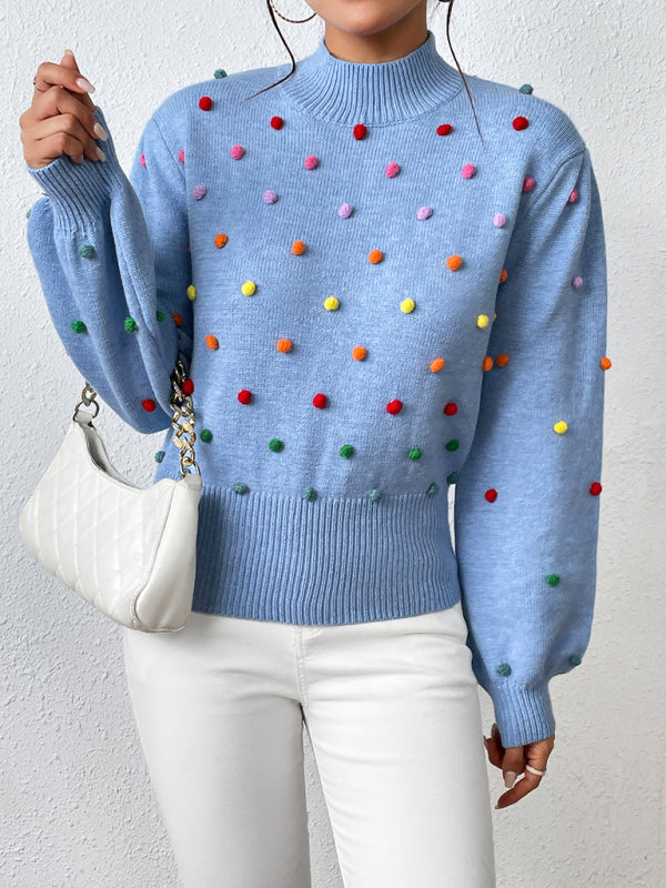 Pull en tricot à perles de couleur pour femmes, pull à la mode pour femmes 