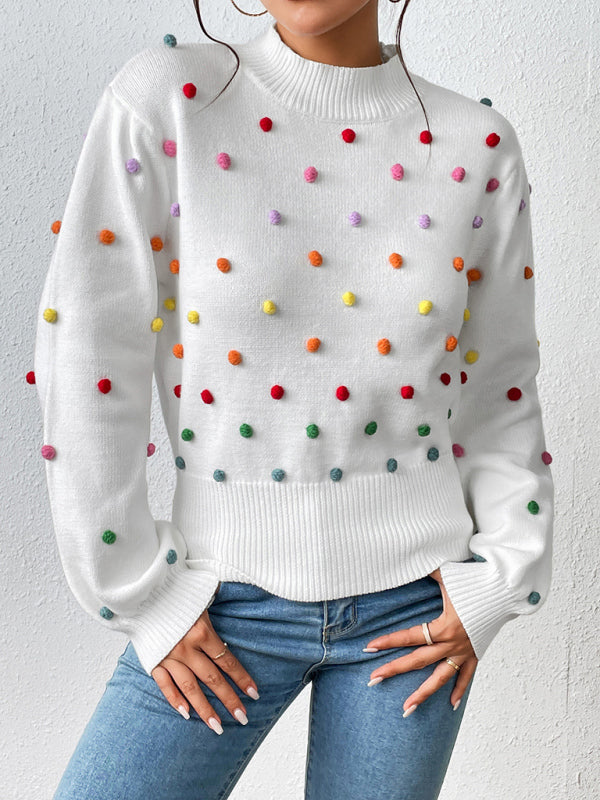 Pull en tricot à perles de couleur pour femmes, pull à la mode pour femmes 