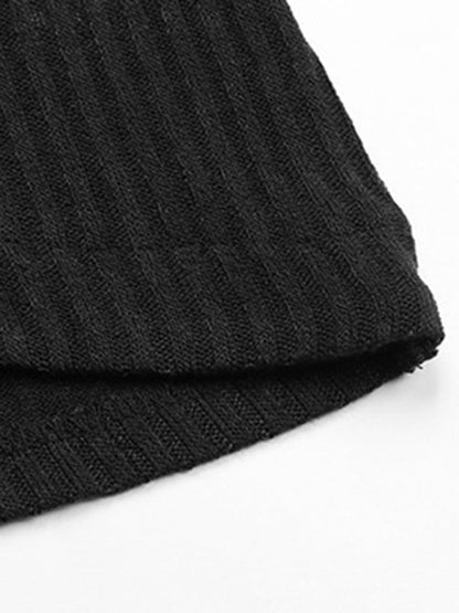 Fashion Top Long Sleeve Irregular Black Knit Sweater