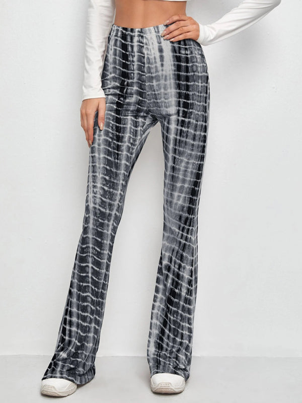 Printed Slim Hip Lift Stretch Casual Flared Trousers