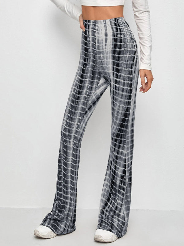 Printed Slim Hip Lift Stretch Casual Flared Trousers