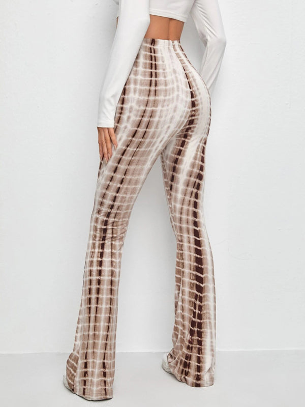 Printed Slim Hip Lift Stretch Casual Flared Trousers