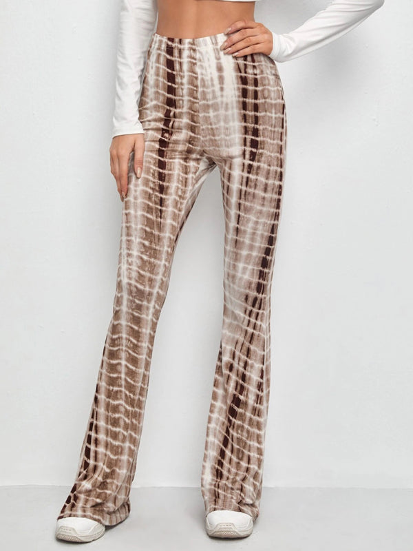 Printed Slim Hip Lift Stretch Casual Flared Trousers