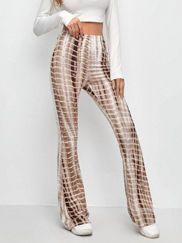 Printed Slim Hip Lift Stretch Casual Flared Trousers