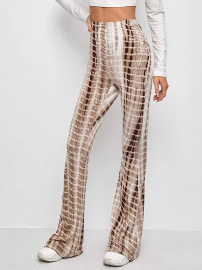 Printed Slim Hip Lift Stretch Casual Flared Trousers