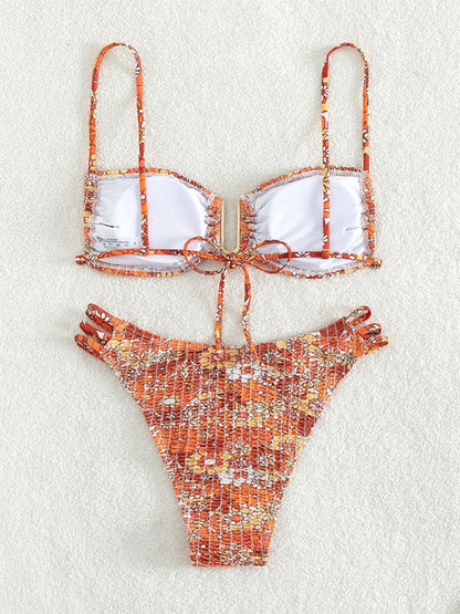 Modischer bedruckter Badeanzug, sexy dreiteiliger zweiteiliger Badeanzug-Bikini 