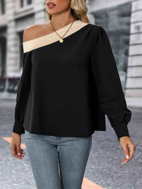 Neues Cross-Shoulder-Shirt für Damen in Colour-Block-Optik 