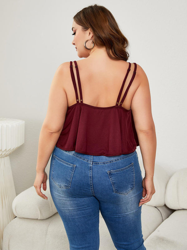 Plus Size Damen-Hosenträger mit unregelmäßigem Saum und modischen, losen Hosenträgern 