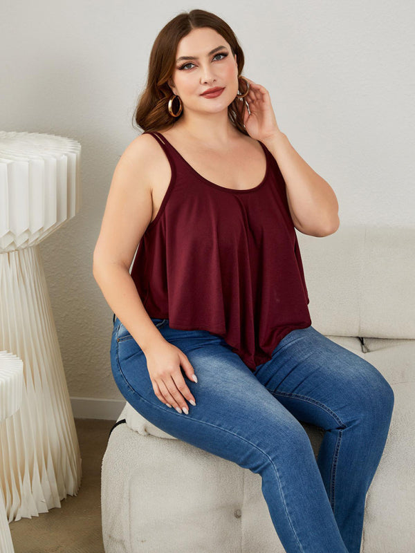 Plus Size Damen-Hosenträger mit unregelmäßigem Saum und modischen, losen Hosenträgern 