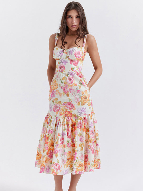 Sling Dress Floral A Swing Cake Dress Women