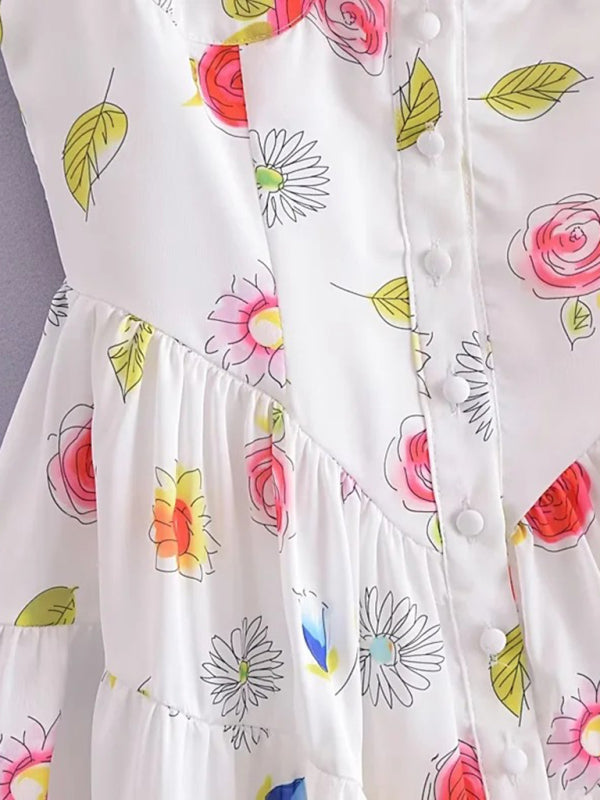 Robe imprimée à la taille pour femmes, style vacances, culotte de plage, nouvelle collection 