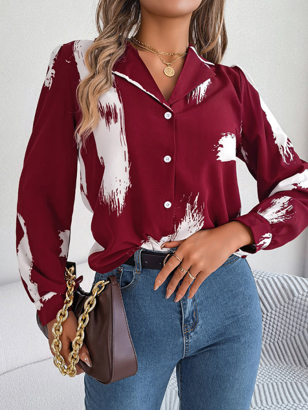 Chemise à manches longues et col de costume rayé pour femmes, nouvelle collection de tempérament de couleur contrastée 