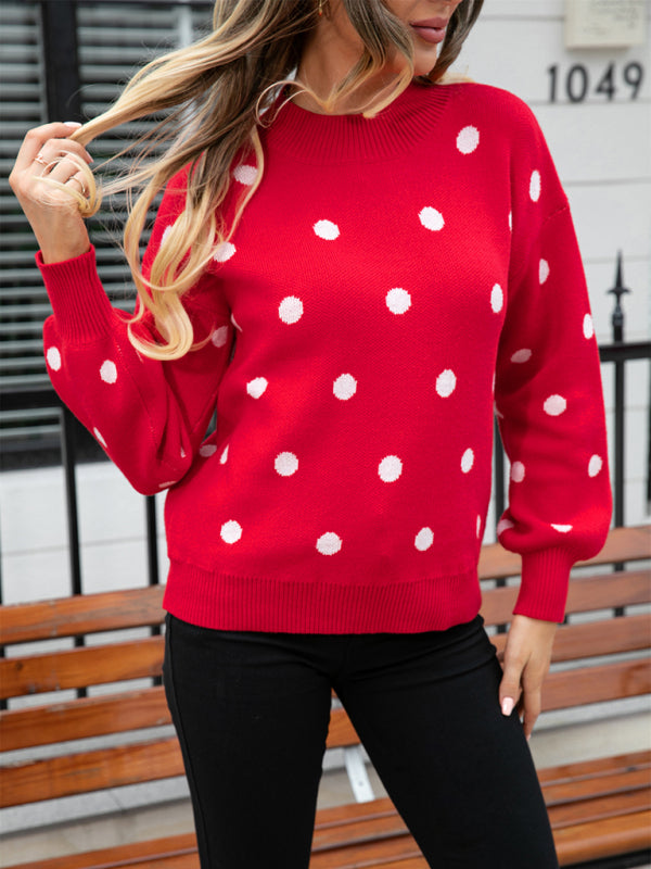 Pull à pois en tricot à la mode pour femmes 