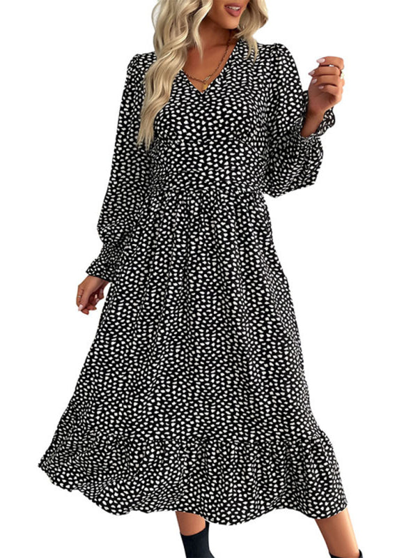 Nouvelle robe imprimée à manches longues pour femmes